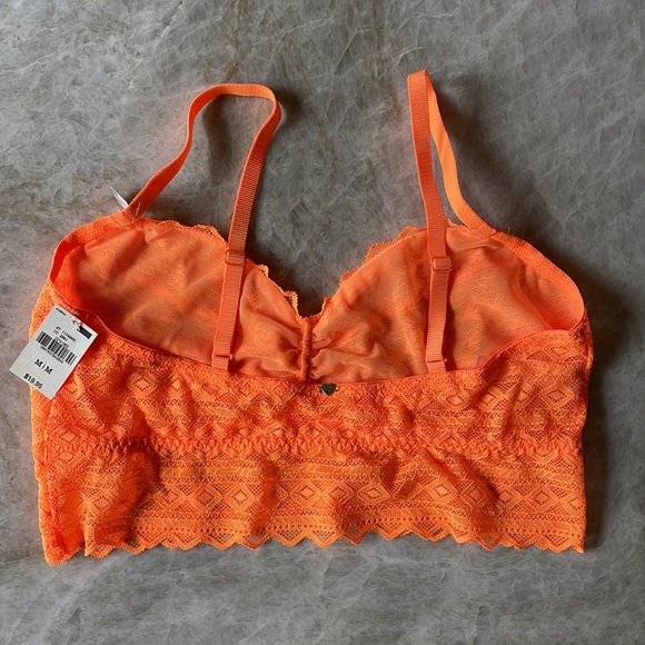VICTORIA’S SECRET Bralette - Neon Orange - Lace Mesh Bralette - NWT - Size M - Picture 3 of 7